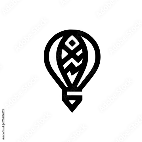 Classic Hot Air Balloon Adventure Travel Symbol Vector Icon Representing Freedom and Exploration