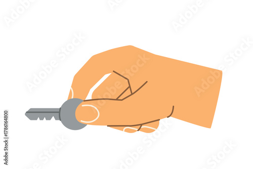 hand opening a door with a key, perfect for security, access, real estate, hotel, or safety-themed designs - vector illustration