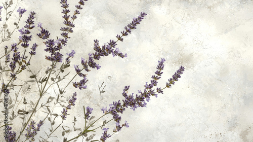 Lavender sprig purple flower flowering branch herb rustic background botanical aromatic meadow