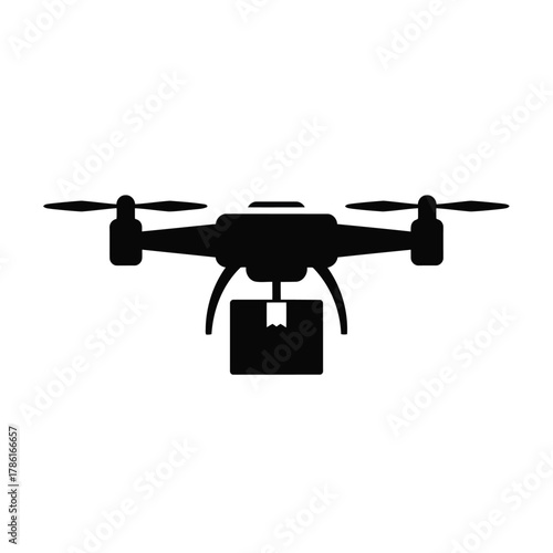 Drone delivering package icon