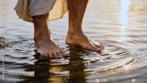 Jesus Christ walking on water. Jesus Christ walking on water. Faith, salvation, divine miracle. Sacred hope, belief and spiritual strength of Savior. Religion, Christianity, Bible stories concept
