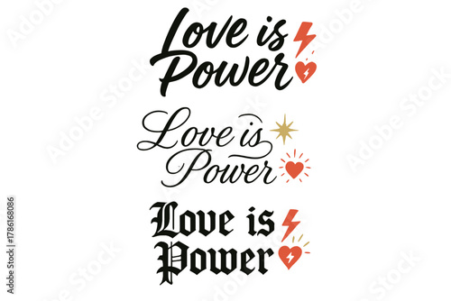 Calligraphy Love Art. Love is Power. Create a calligraphy lettering illustration of the phrase: Love is Power.