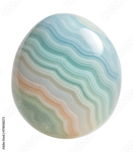 Translucent chalcedony nodule with a waxy sheen and layered bands.