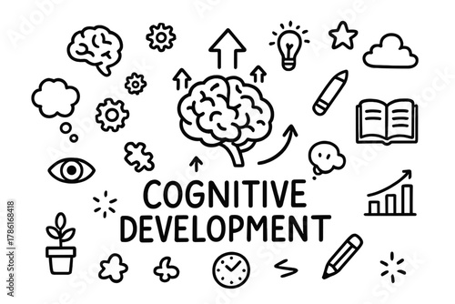 Cognitive Growth Doodle. Cognitive development. Hand-drawn doodle illustration of cognitive development. In
