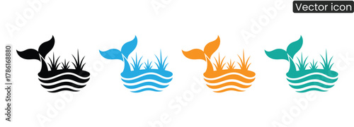 Dive into imagination with these delightful whale tail icons, perfect for branding or designs evoking ocean adventures and natural beauty.