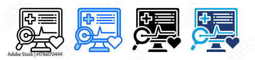 Health Monitoring Icon Set Multi Style Vector Illustration