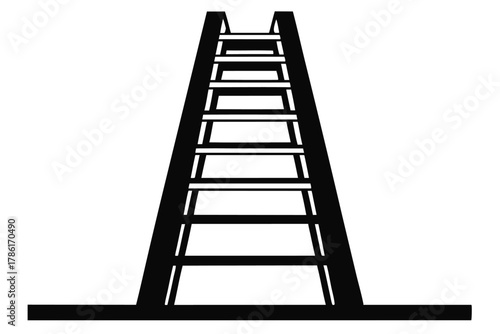 ladder black and white silhouette on white background