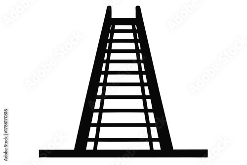 ladder black and white silhouette on white background