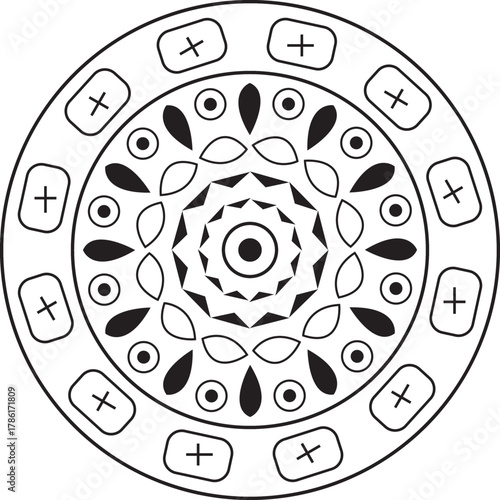 Mandala Intricate Geometric Pattern Art Graphic Template.