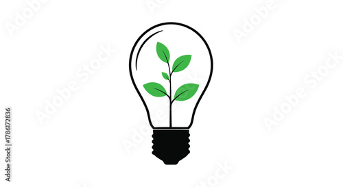 Green sprout growing inside a light bulb symbolizing eco friendly ideas and sustainable energy solutions