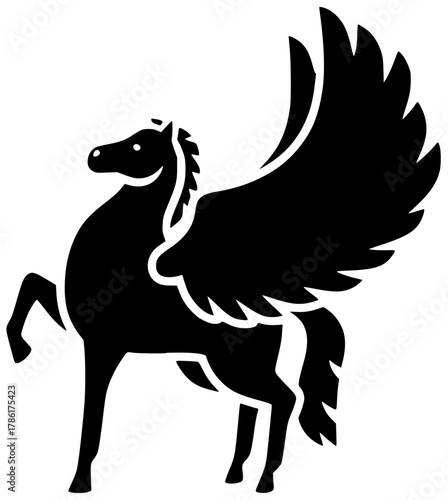 horse illustration animal silhouette pegasus logo fantasy icon wing outline unicorn mythology stallion myth art wings winged logo wild shape with vector graphic background