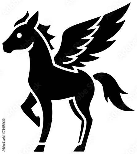 horse illustration animal silhouette pegasus logo fantasy icon wing outline unicorn mythology stallion myth art wings winged logo wild shape with vector graphic background