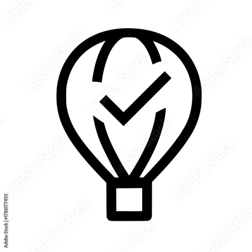 Quality Assurance Approval Hot Air Balloon With Checkmark Logo For Trustworthy Services And Standards