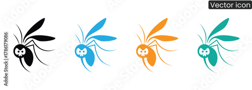 Eye-catching mosquito icons in multiple colors provide versatile visuals for health alerts, pest control services, or nature themes, adding a clean, modern touch.