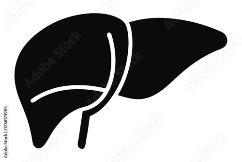 human liver icon black and white silhouette on white background