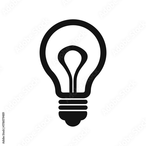 Minimal light bulb with filament silhouette vector illustration with white background for innovation design concept