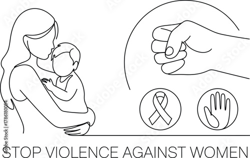 Stop violence against women and children symbolizing protection and support