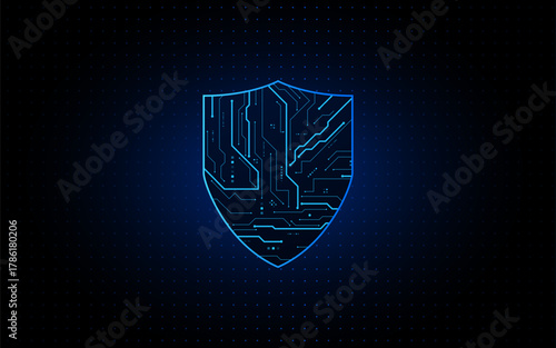 Cyber security technology concept , Shield With Keyhole icon , personal data , vector illustration.	
