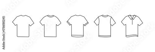 T shirt icon logo. Black line icon, Outline T-Shirt Vector Icon Set. T-Shirt Outline Icon Set Vector Illustration of Minimal Clothing Design. eps10