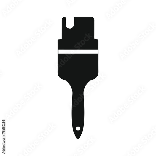Minimal paint brush silhouette vector with white background for artist tools, creativity and painting project illustration