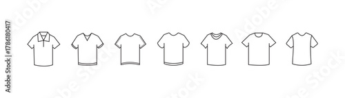 T-Shirt Outline Icon Set Vector Illustration of Minimal Clothing Design. T-shirt line icon. linear style sign for mobile concept and web design. eps10
