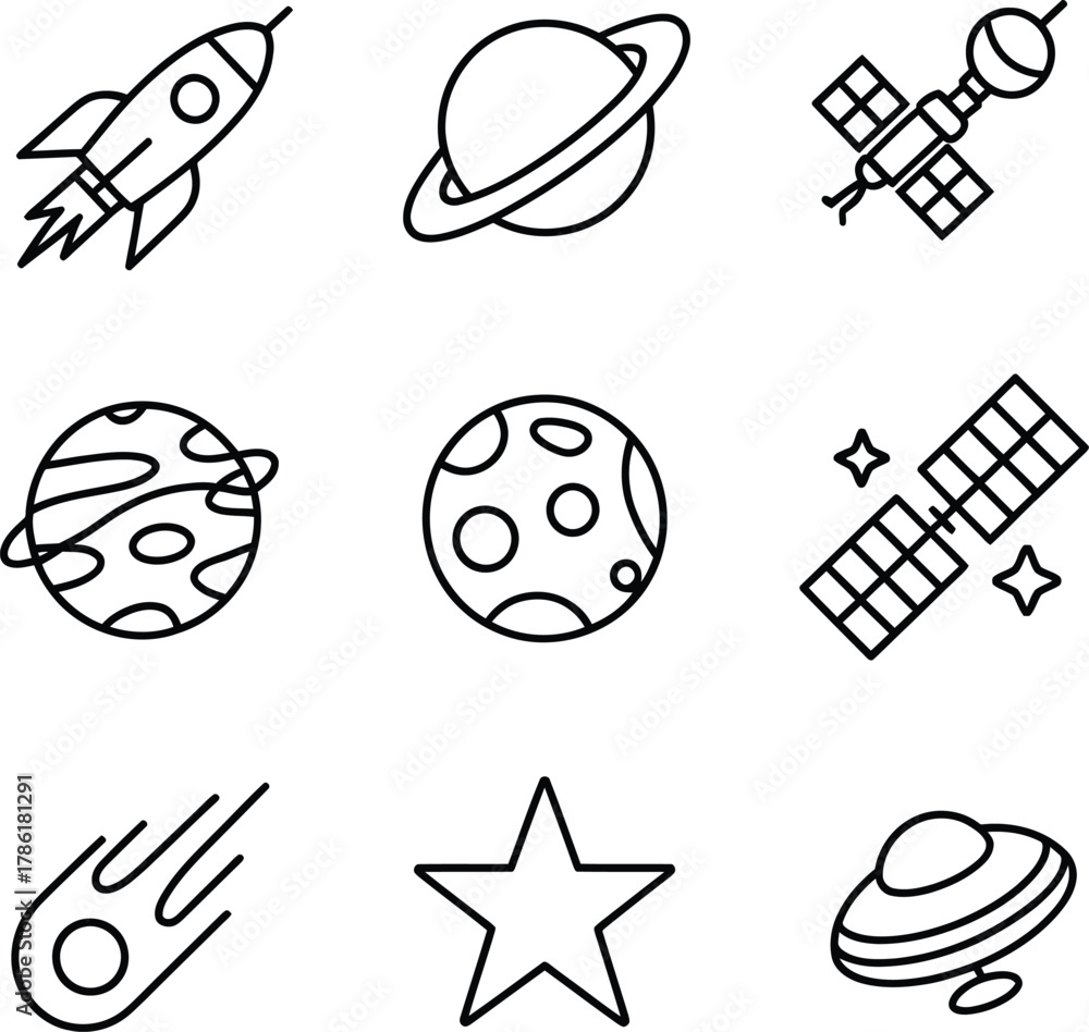 Obraz premium Vector icon set collection of food, sweets, meat, bread, and fish illustrations for restaurant design