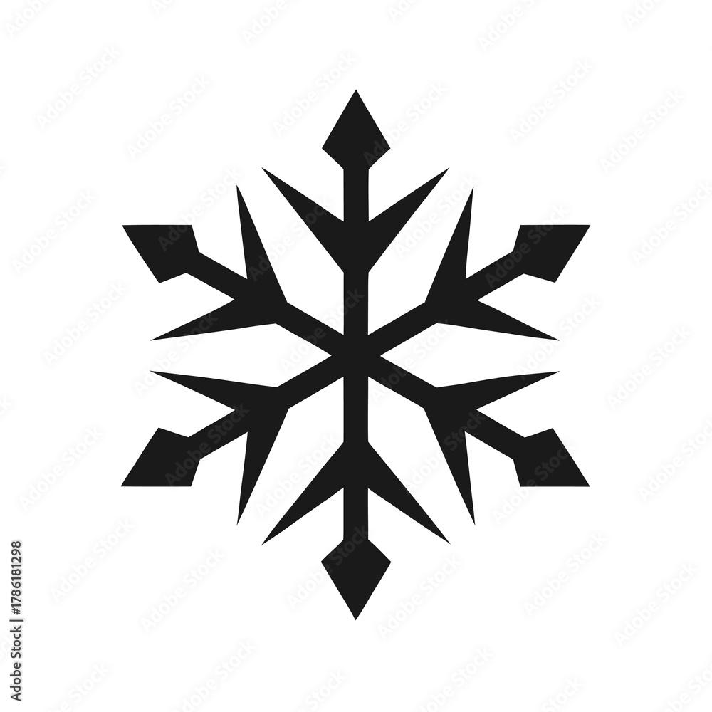Obraz premium Minimal snowflake silhouette vector illustration with white background for winter decoration and cold season design concept