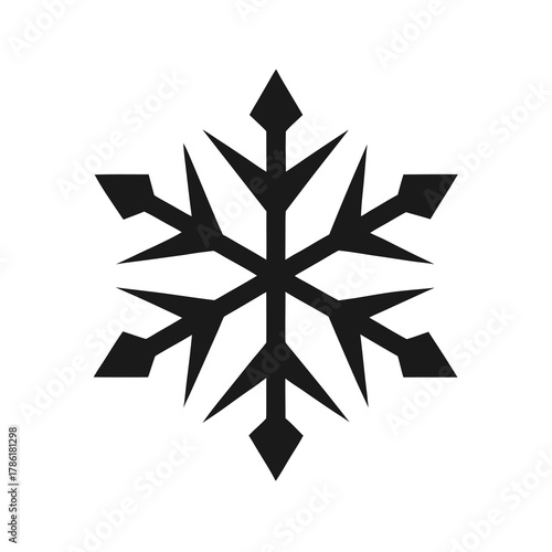 Minimal snowflake silhouette vector illustration with white background for winter decoration and cold season design concept