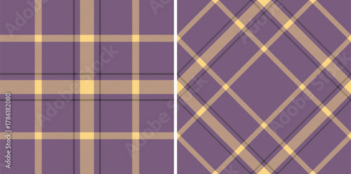 Tartan fabric pattern of textile vector texture with a plaid check seamless background. Set in wedding colors. Pillow arrangement on bed.