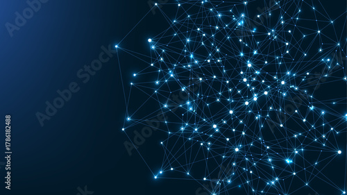 Global network connection concept. Big data visualization. Social network communication in the global computer networks. Internet technology. Business. Science. Vector illustration