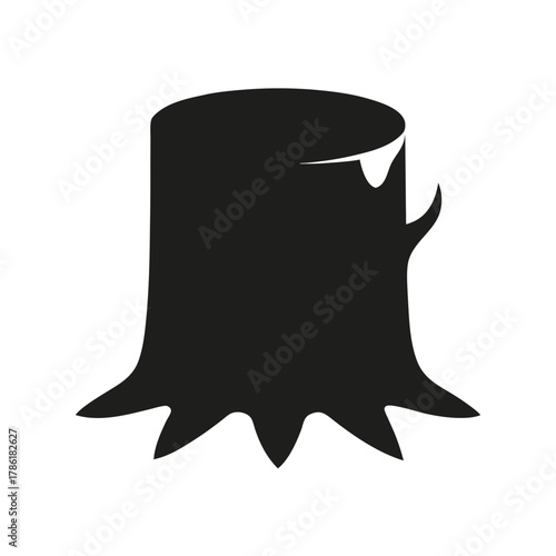 Minimal tree stump silhouette vector artwork with white background for outdoor and landscape design projects