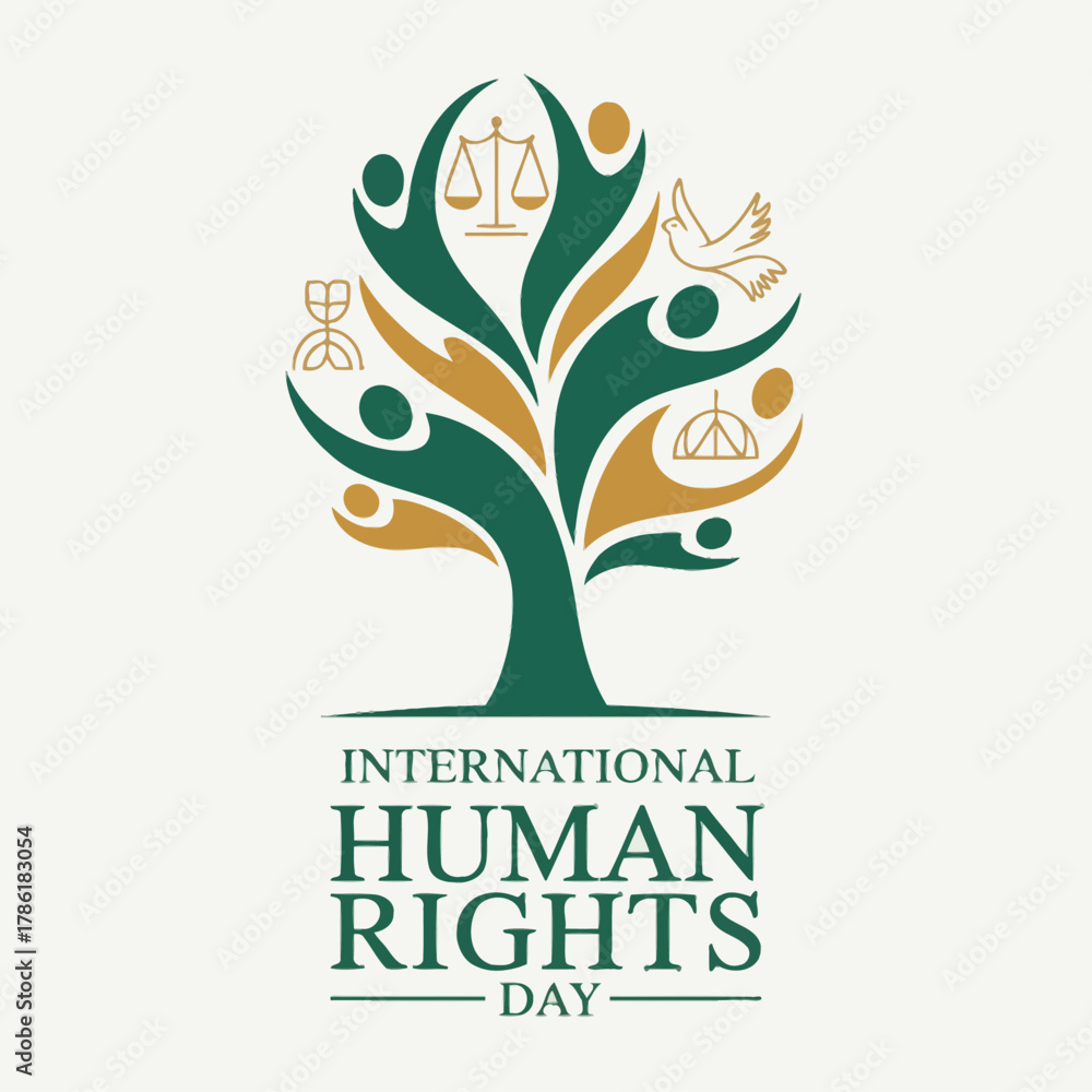 Fototapeta premium International Human Rights Day Unity and Freedom Torch Vector