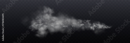 Grey explosion, cloud smoke. Realistic white smoke or haze, overlay effect. Magic fog, vapor. Ice splash. Abstract vector illustration