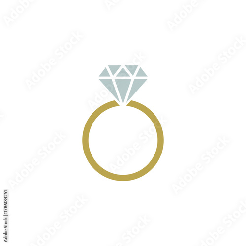 Vector illustration of a gold ring with a sparkling diamond, symbolizing engagement, wedding, luxury jewelry, and relationship commitment.