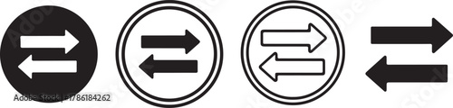 Set of four arrow icons representing exchange, transfer, and direction, isolated on white background