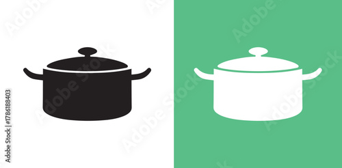 Cooking Pot Icon Logo Vector Set – Kitchen Graphic Design Elements. Kitchenware Icon Set.