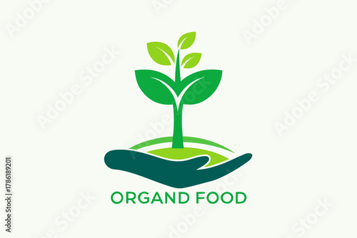 Eco friendly logo with green leaf and plant icon