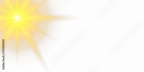 PNG sunlight special lens flare light effect. light effect with golden glow, sparkles, and a magic halo. Bright Golden Light Burst isolated on a transparent background. Creating Stadium Atmosphere.