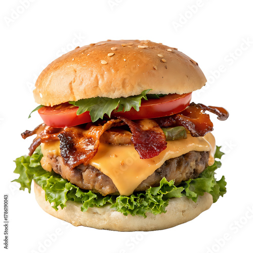 juicy burger ,isolated on transparent png