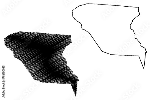 Amelia Rodrigues municipality (Bahia state, Municipalities of Brazil, Federative Republic of Brazil) map vector illustration, scribble sketch Amelia Rodrigues map