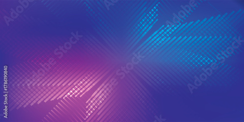 Abstract digital background with glowing pink and cyan diagonal line patterns on a vibrant blue and purple gradient.
