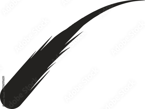 Black Comet Silhouette Streaking Across White Background meteor space