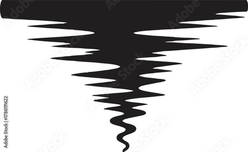 Black silhouette of a tornado or vortex on white background storm weather