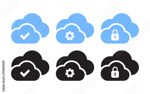 Cloud Computing Status and Security Icon Set