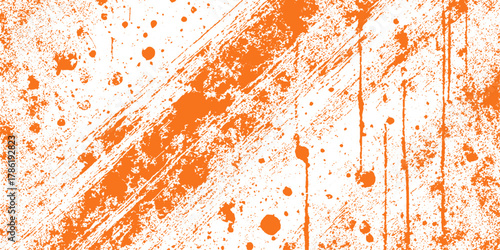 Textured vintage orange grunge wall with rusty metal peeling paint and brown weathered surface design