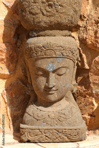 Stone statue of an ancient Indian Deity