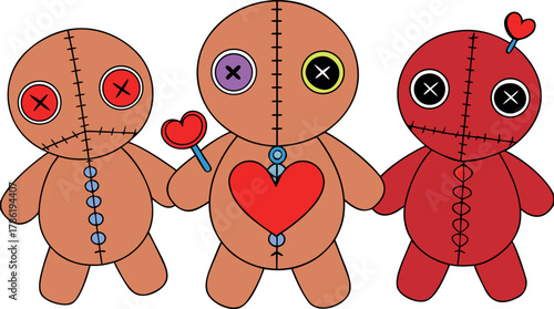 voodoo doll illustration, stitched doll artwork, spooky toy character, handmade doll design, halloween doll vector, stitched fabric toy, gothic ragdoll art, creepy toy illustration, vintage fabric dol