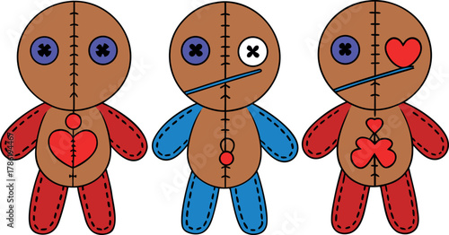 voodoo doll illustration, stitched doll artwork, spooky toy character, handmade doll design, halloween doll vector, stitched fabric toy, gothic ragdoll art, creepy toy illustration, vintage fabric dol