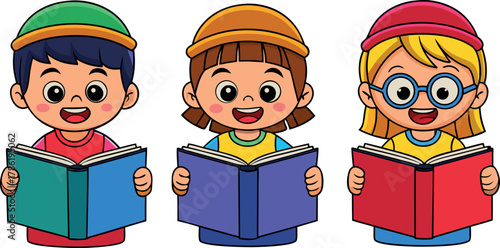 child reading book illustration, kids study artwork, education kids vector, children learning design, reading student cartoon, classroom reading art, smart child illustration, young learner vector, bo