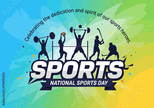 Celebrating the Dedication and Spirit of Our Sports Heroes National Sports Day Vector Illustration